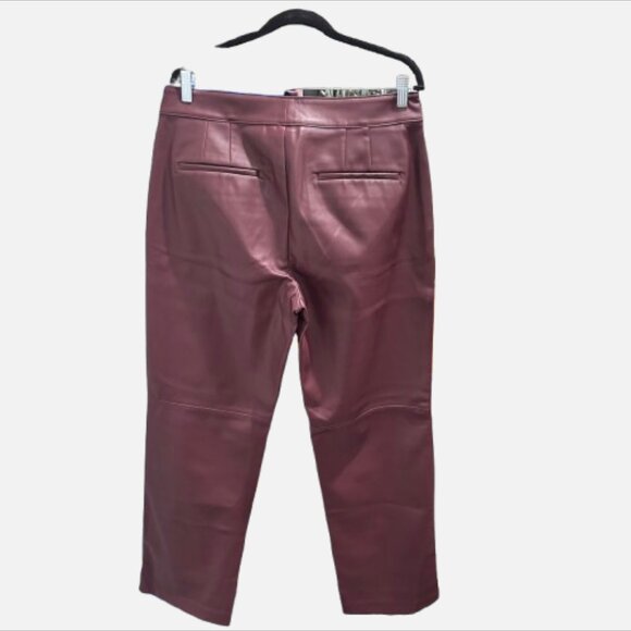 Banana Republic Soft Vegan Leather Dark Almond Brown Edgy Straight Pants (SZ 14) - Picture 3 of 12